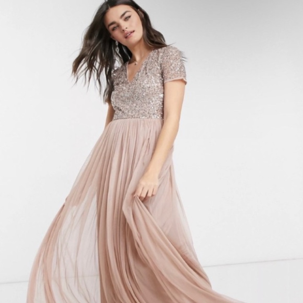 Maya blush bridesmaid dress